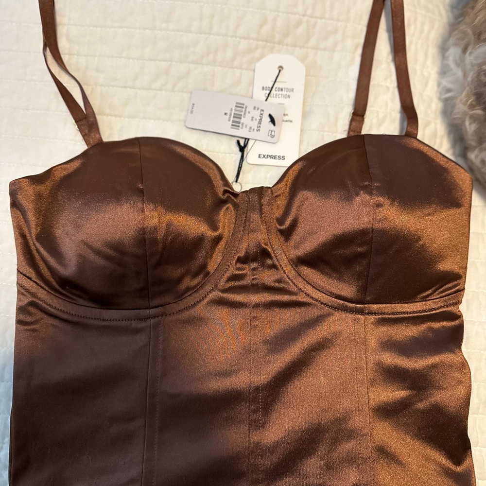 Express Brown Satin Full-Coverage Bra